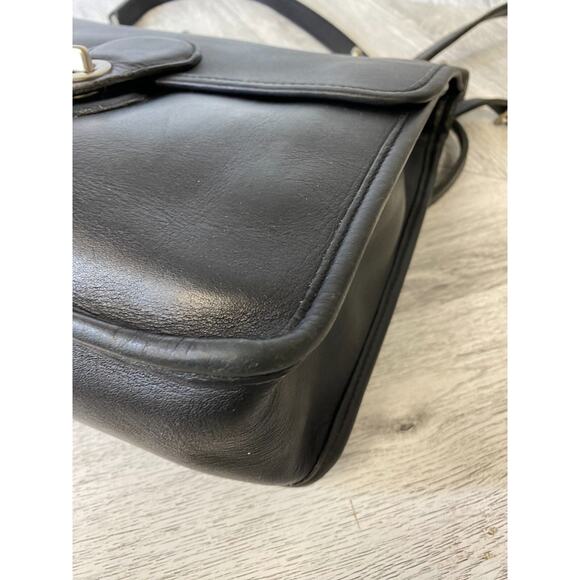 VTG Coach Black Leather Silver Hardware Willis Bag Crossbody Satchel Bag Purse - Picture 11 of 16